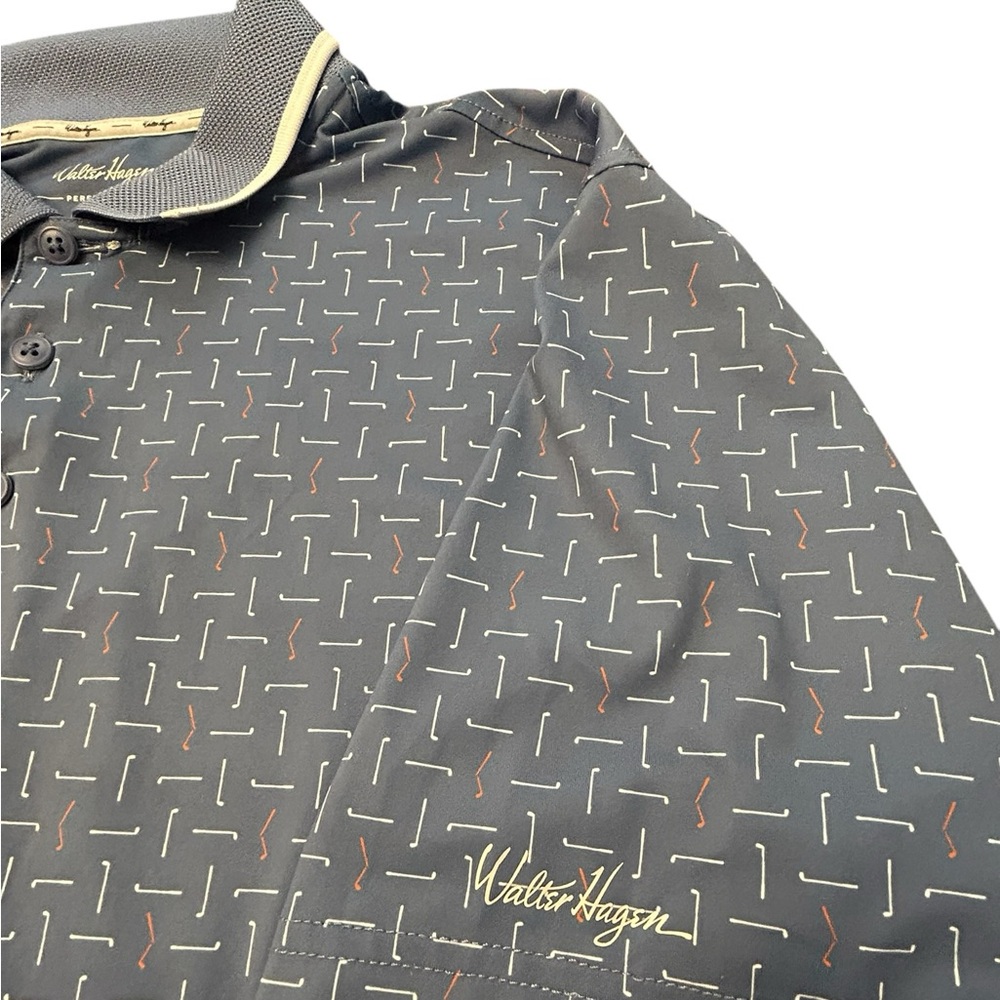Walter Hagen Men’s Blue Patterned Performance 11 Stretch Golf Polo SZ Large EUC - Picture 6 of 14